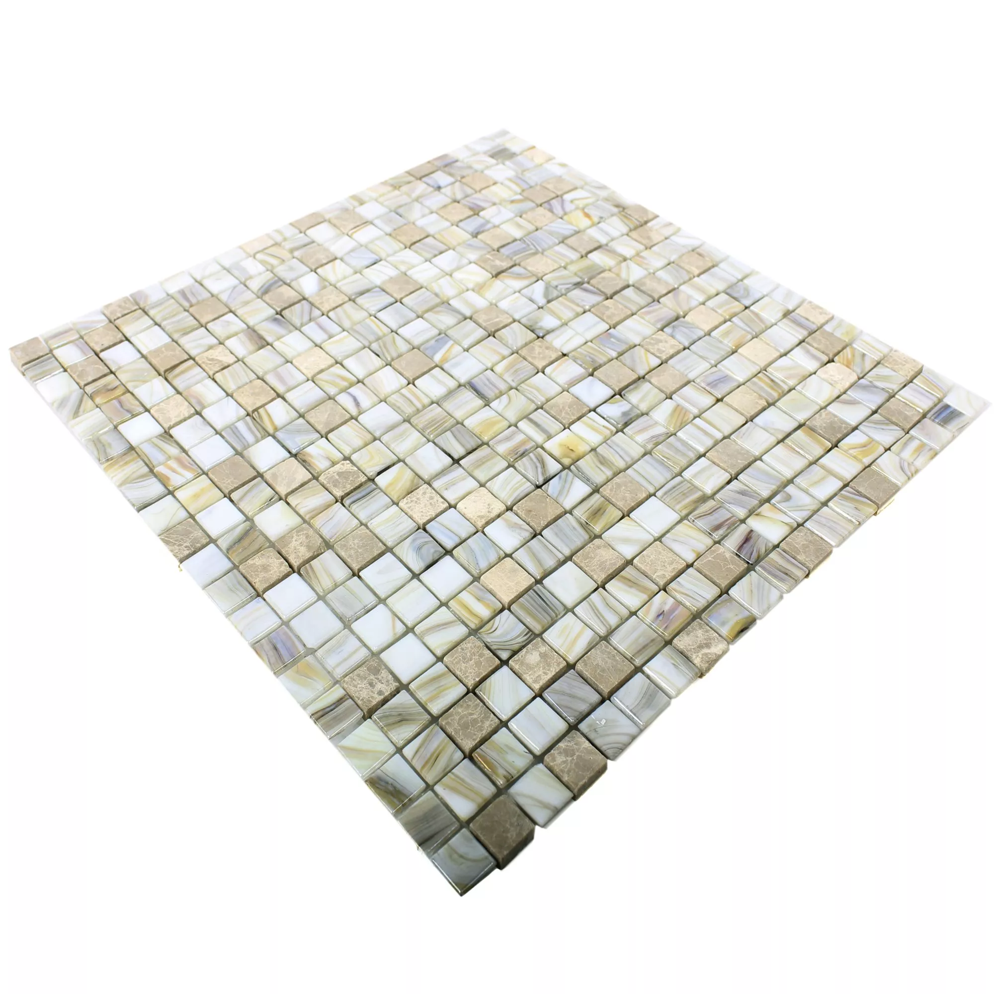 Glass Perlemor Naturstein Mosaikkfliser Fokus Beige