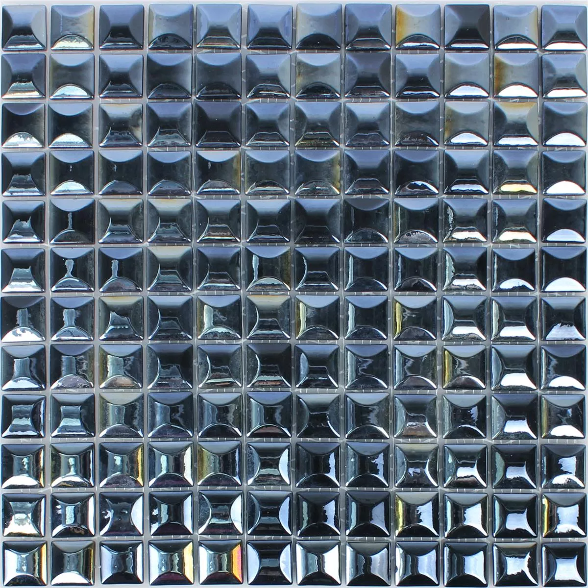 Mønster fra Glass Mosaikk Fliser Monrovia Svart 3D Metallic