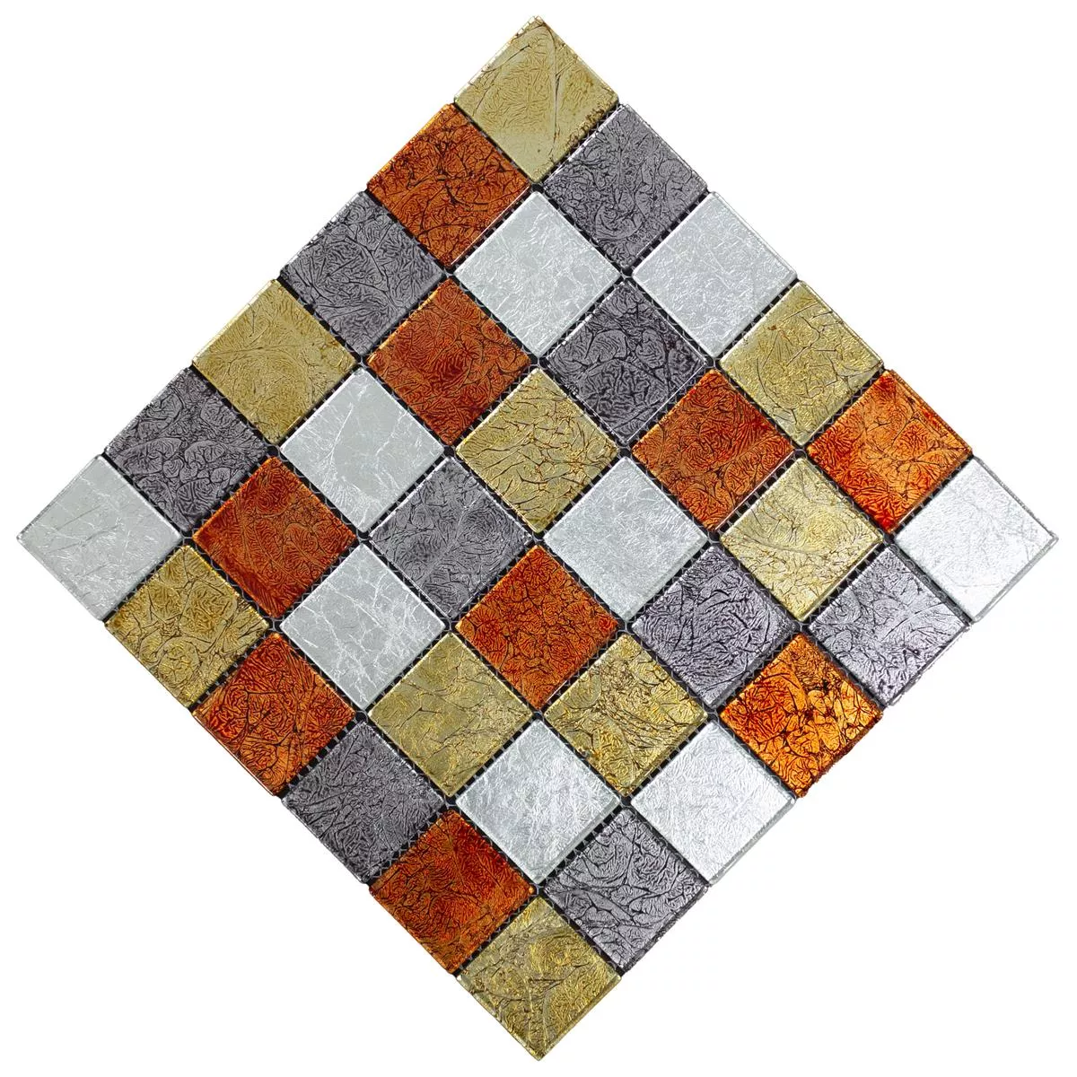 Glass Mosaikk Fliser Curlew Rød Brun Sølv Q48 4mm 