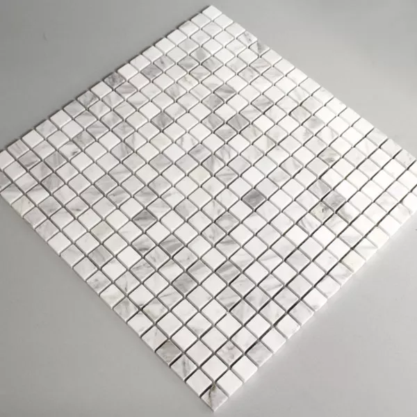 Mosaikkfliser Marmor 15x15x8mm Hvit Polert