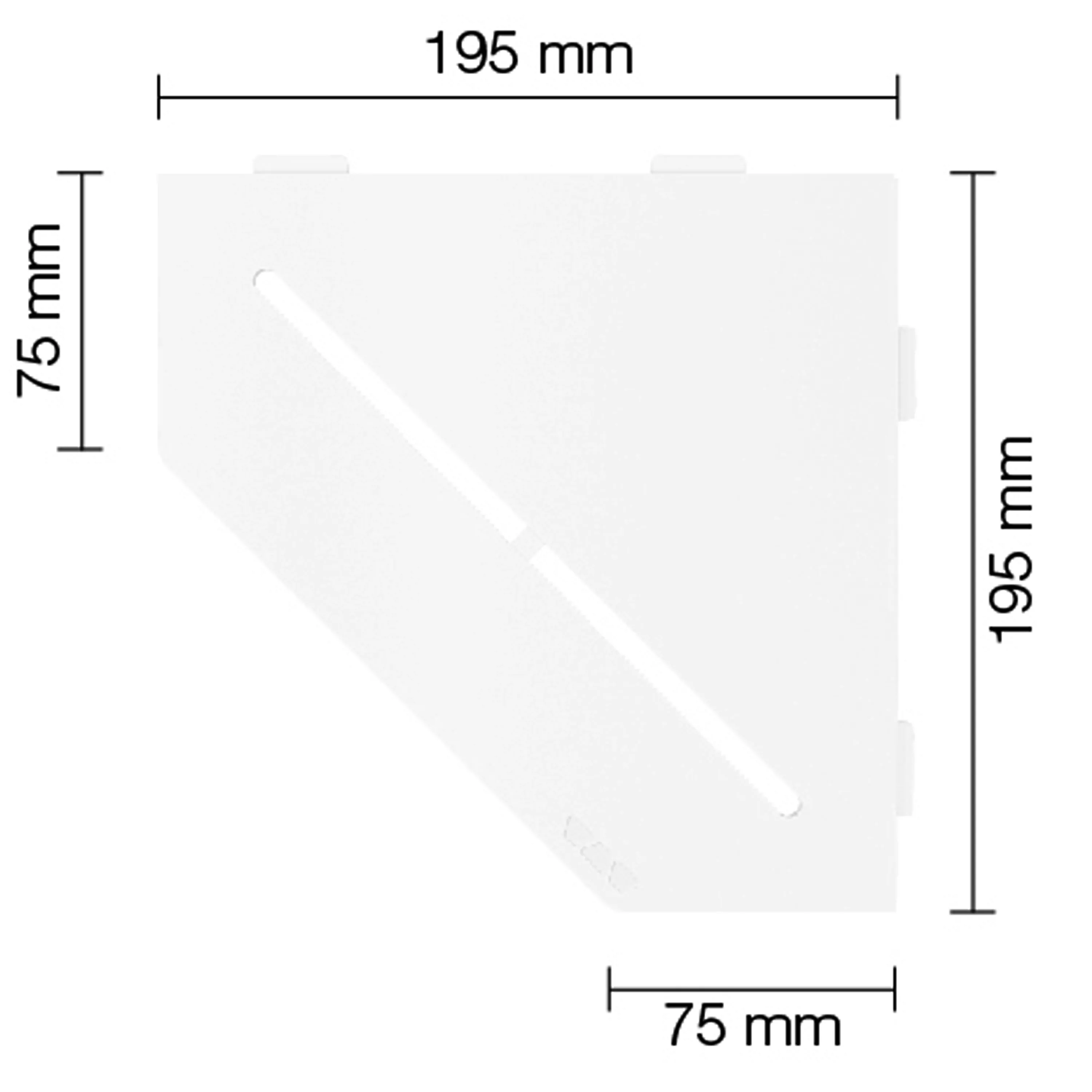 Vegghylle dusjhylle Schlüter 5-hjørnet 19,5x19,5cm ren hvit