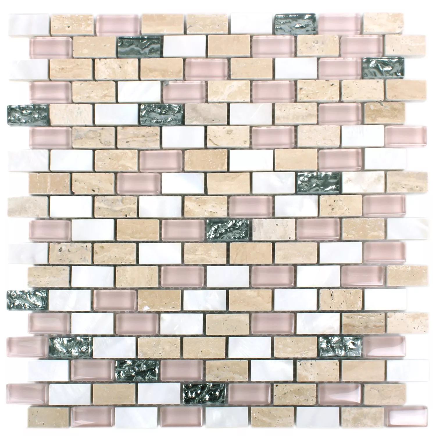 Mønster fra Glass Naturstein Skall Mosaikkfliser Saltanat Beige Rosa