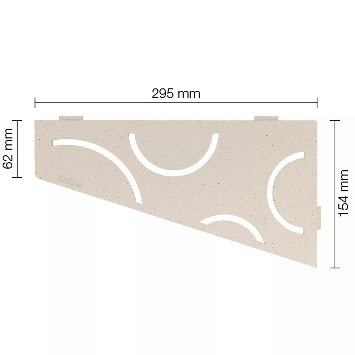 Vegghylle dusjhylle Schlüter firkantet 15,4x29,5cm kurvet elfenben