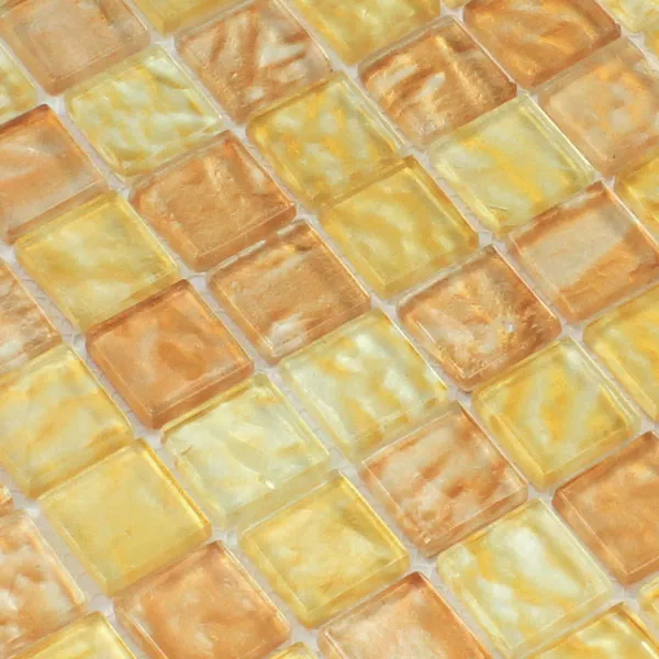 Glass Mosaikk 25x25x6mm Bernstein Beige Mix