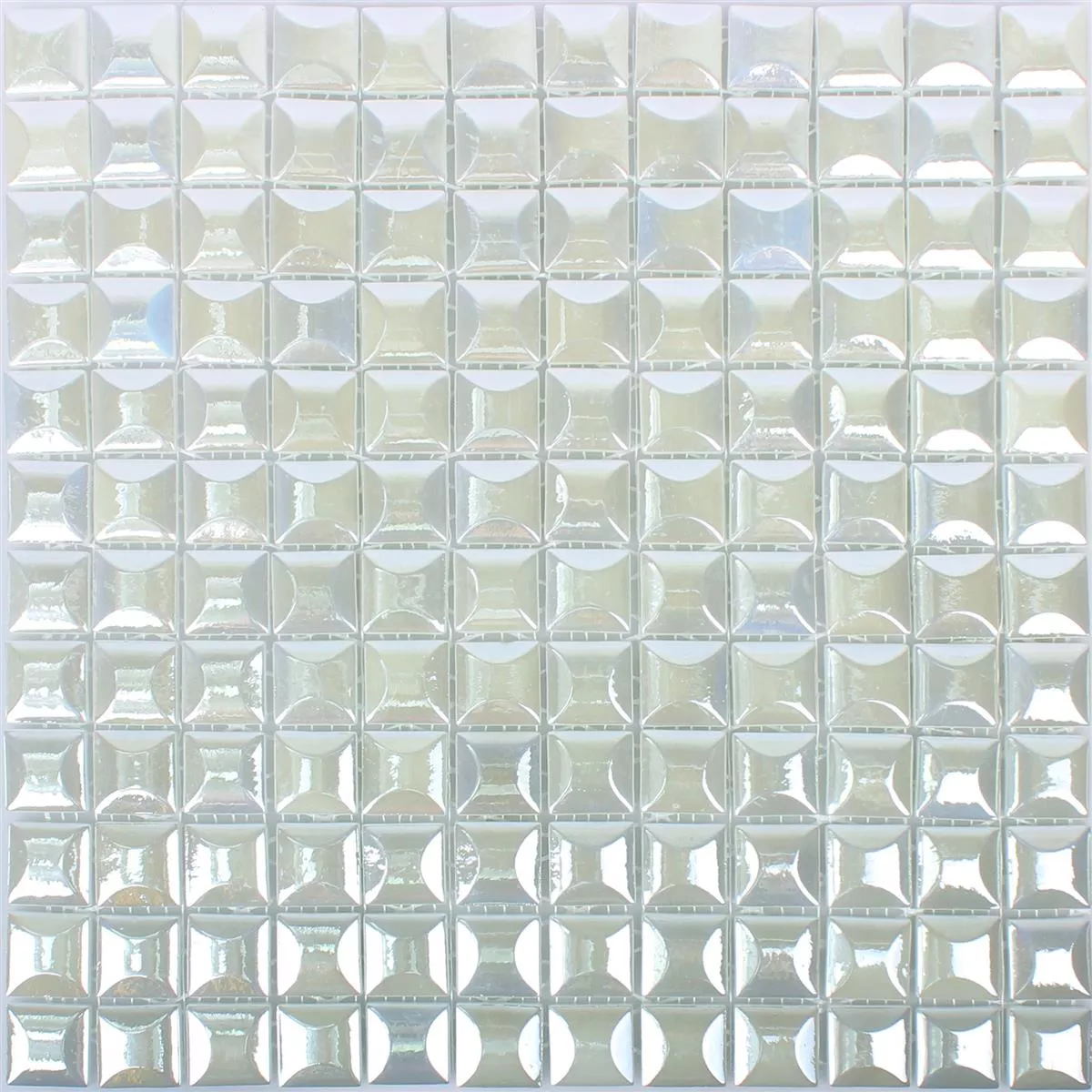 Mønster fra Glass Mosaikk Fliser Monrovia Hvit 3D Metallic