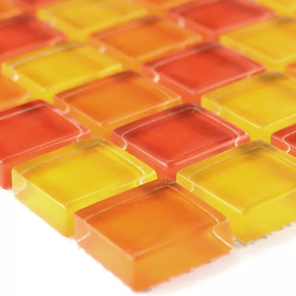 Glass Mosaikk Fliser Gul Oransje Rød 25x25x8mm