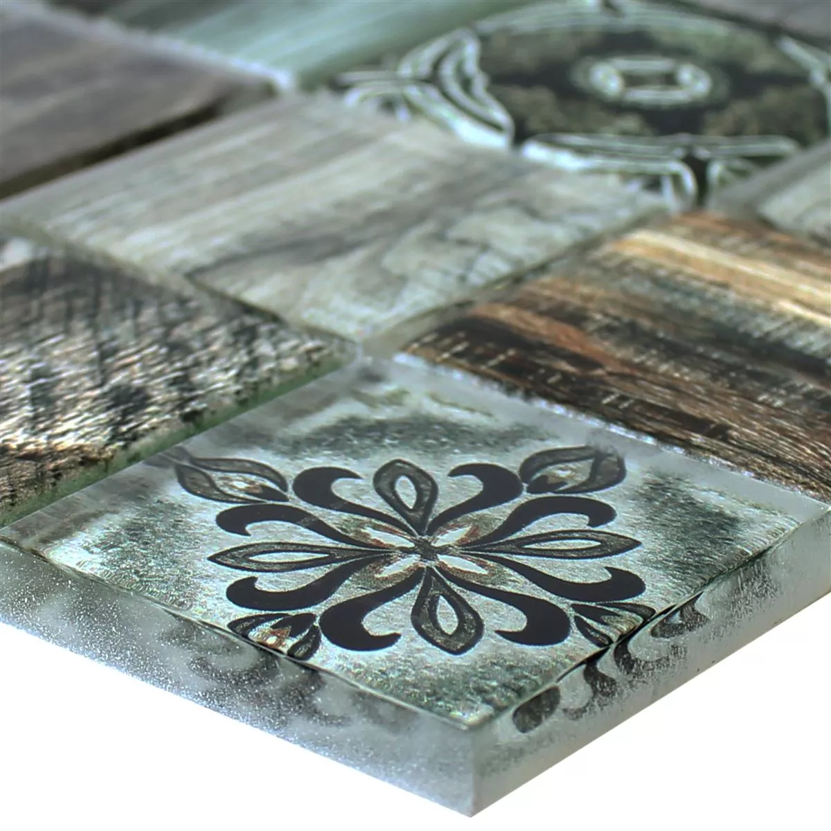 Glass Mosaikk Fliser Tre Utseende Makarska Brun Grønn Glass Mosaikk Fliser Tre Utseende Makarska Brun Grønn