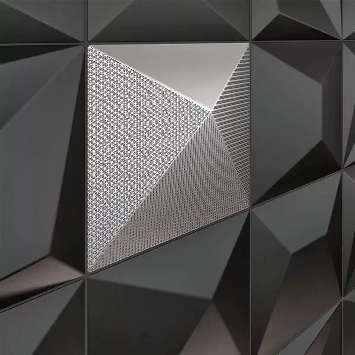 Veggfliser Skyline 3D Techno Eksklusiv Strukturert Sølv