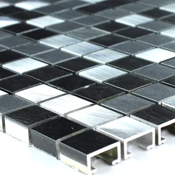 Mosaikkfliser Aluminium Svart Sølv 15x15x8mm