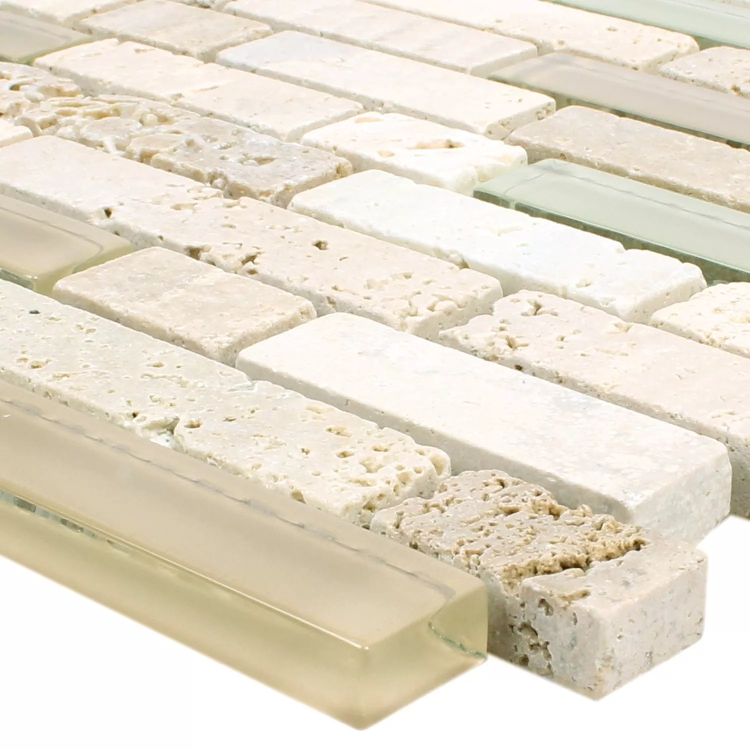 Mønster fra Mosaikkfliser Milos Glass Naturstein Mix Beige Sammensatt