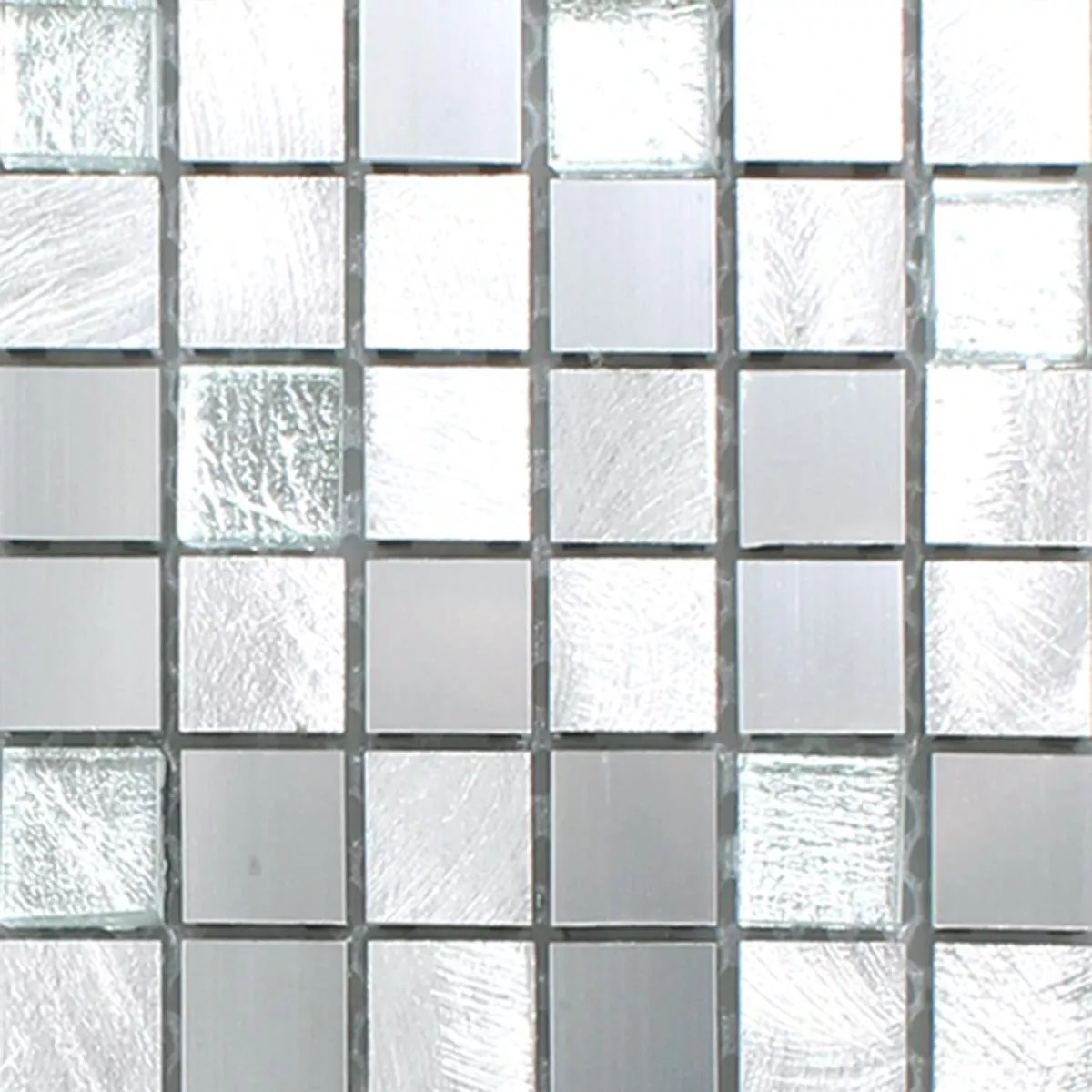 Mønster fra Mosaikkfliser Lissabon Aluminium Glass Mix Sølv