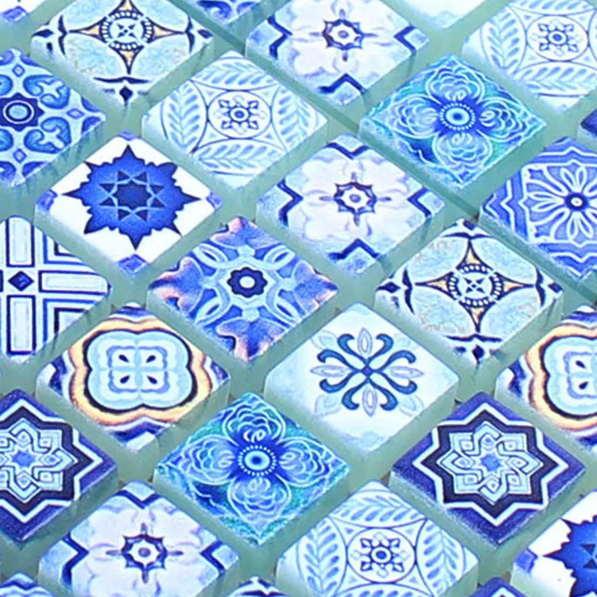 Mønster fra Glass Mosaikk Fliser Marrakech Blå