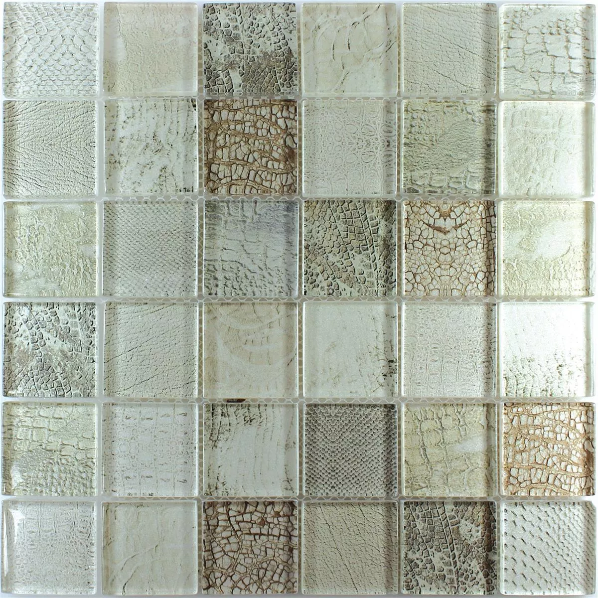 Mønster fra Glass Mosaikk Fliser Python Beige