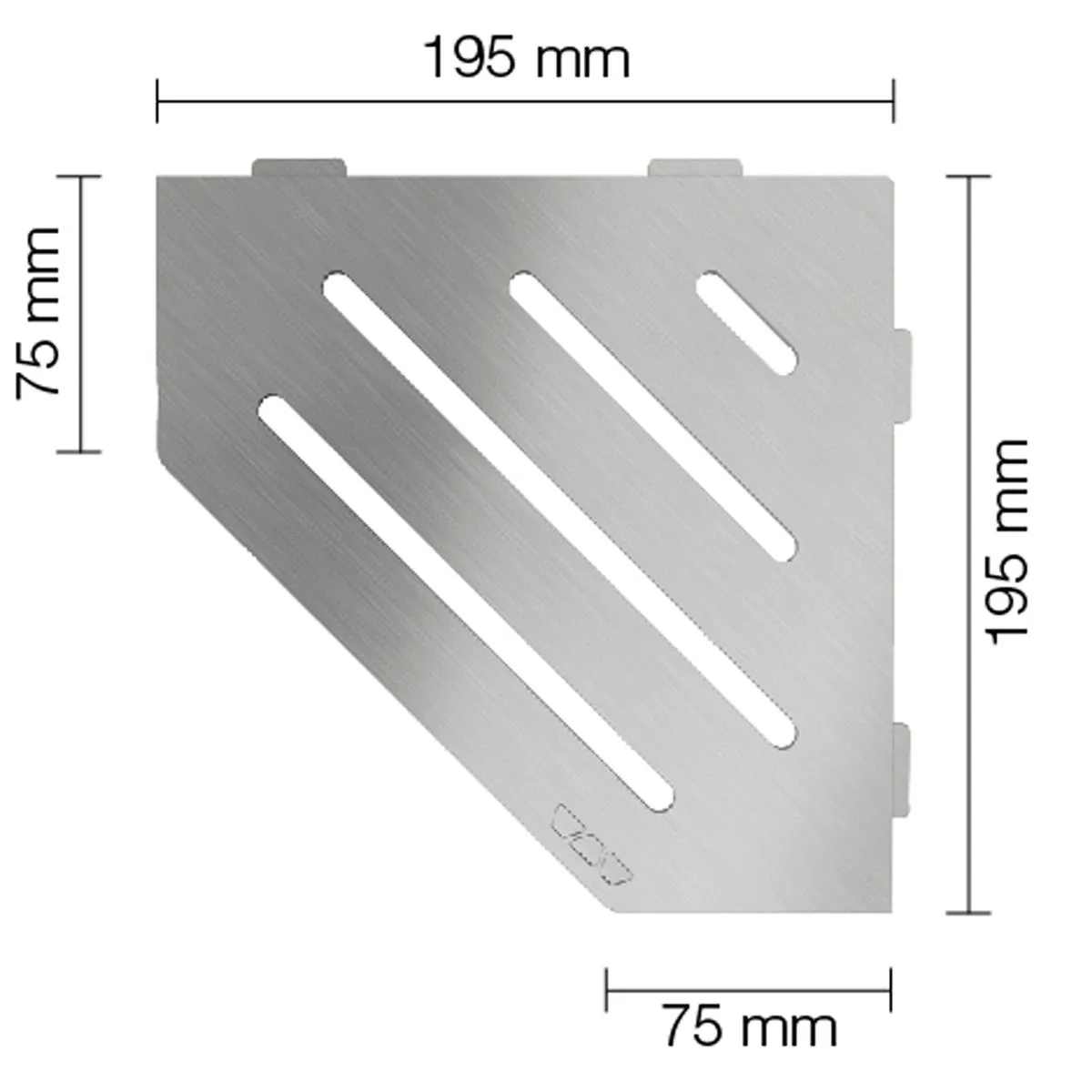 Vegghylle dusjhylle Schlüter 5eck 19,5x19,5cm Wave Silver