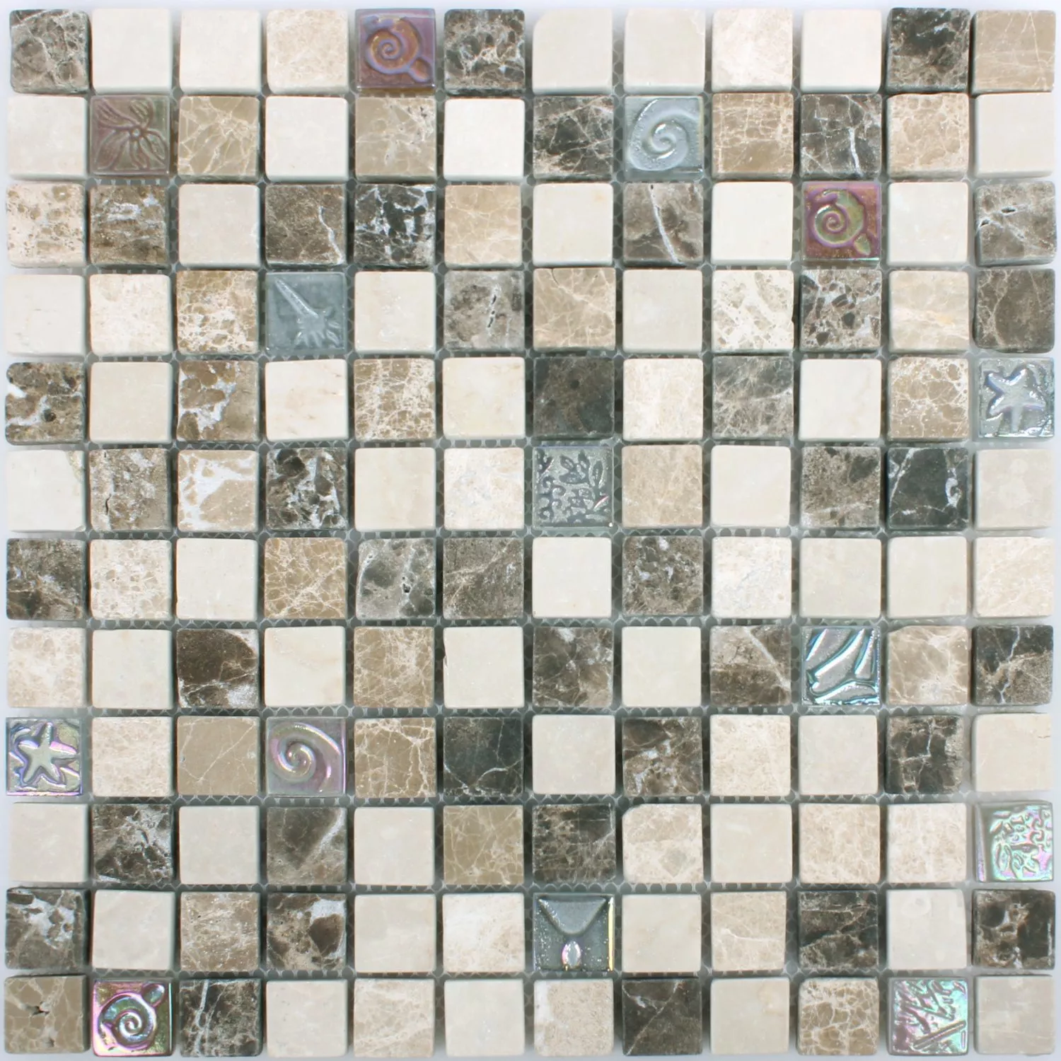 Mønster fra Mosaikkfliser Relief Marmor Java Glass Mix Beige