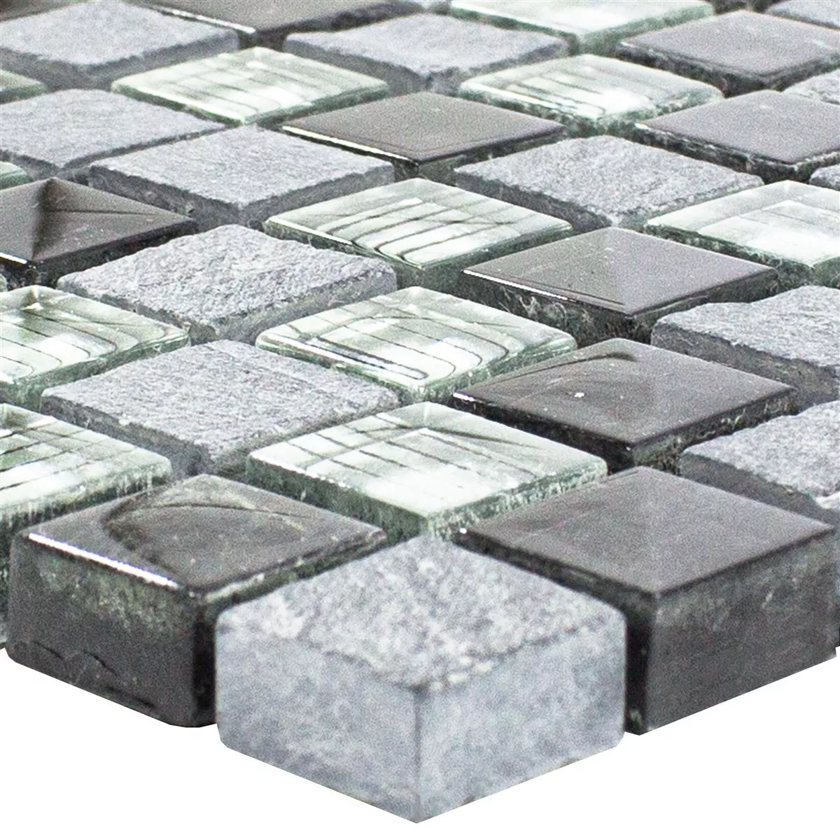 Mosaikkfliser Glass Naturstein Lincoln Grå Sølv