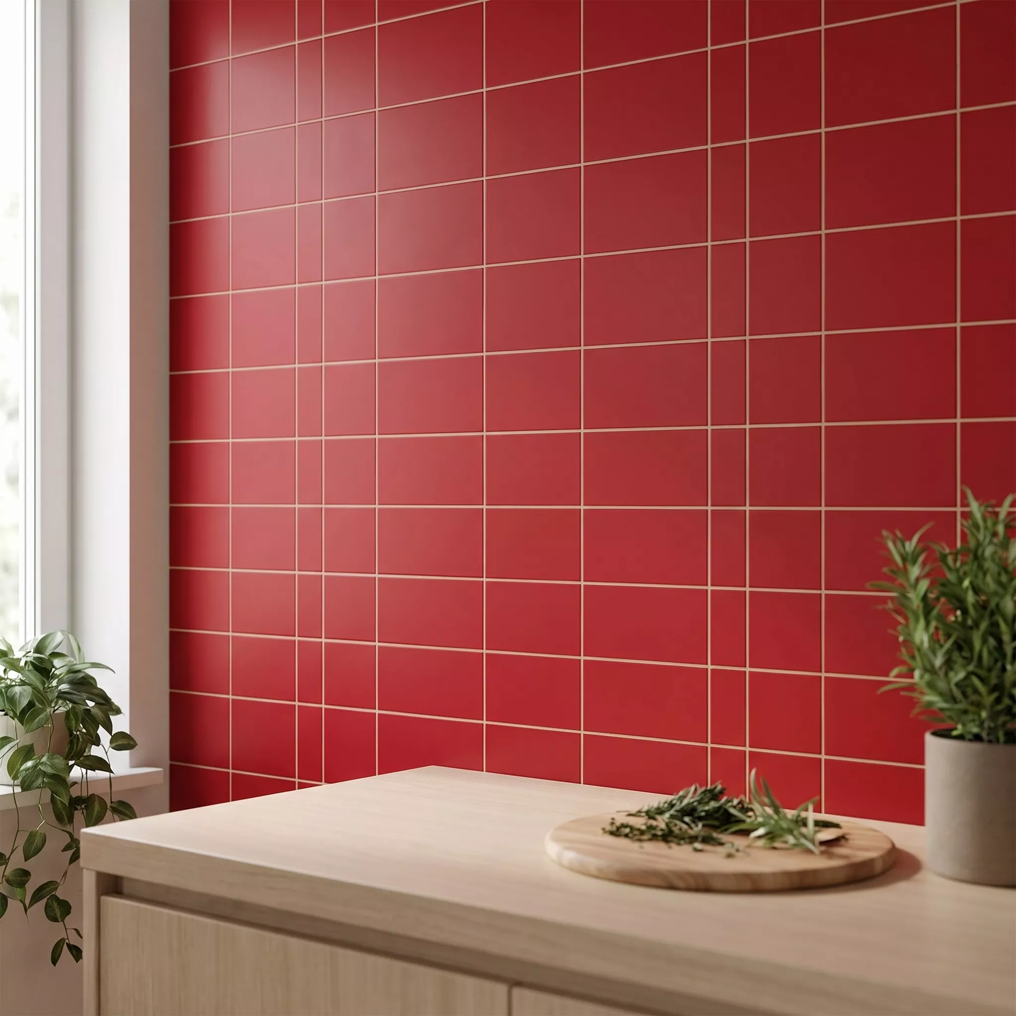 Metro flis Rød Frostet 10x10 cm Uten Fasett Freyburg Fuego
