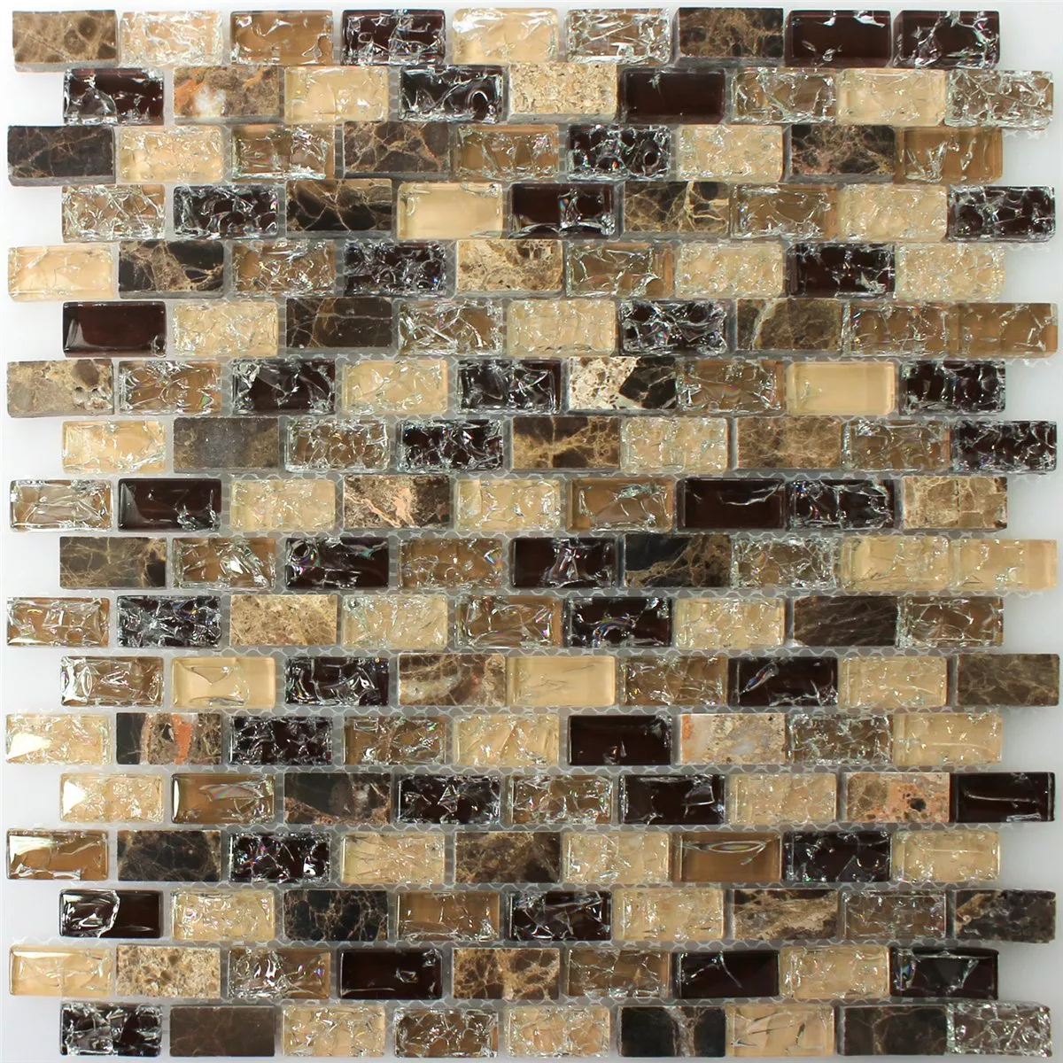 Mønster fra Mosaikkfliser Glass Naturstein Bricks Dark Emperador