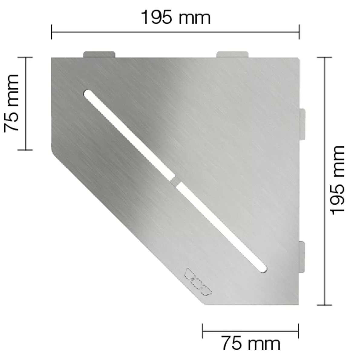 Vegghylle dusjhylle Schlüter 5-hjørnet 19,5x19,5cm rent sølv