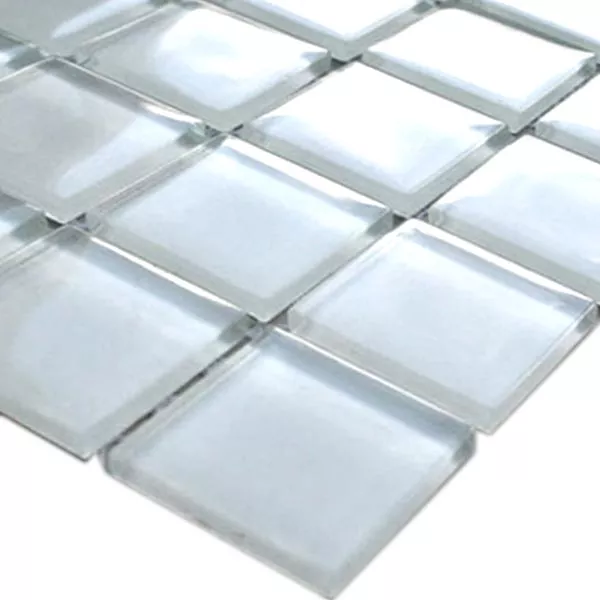 Glass Mosaikk Fliser Hvit Uni 25x25x4mm