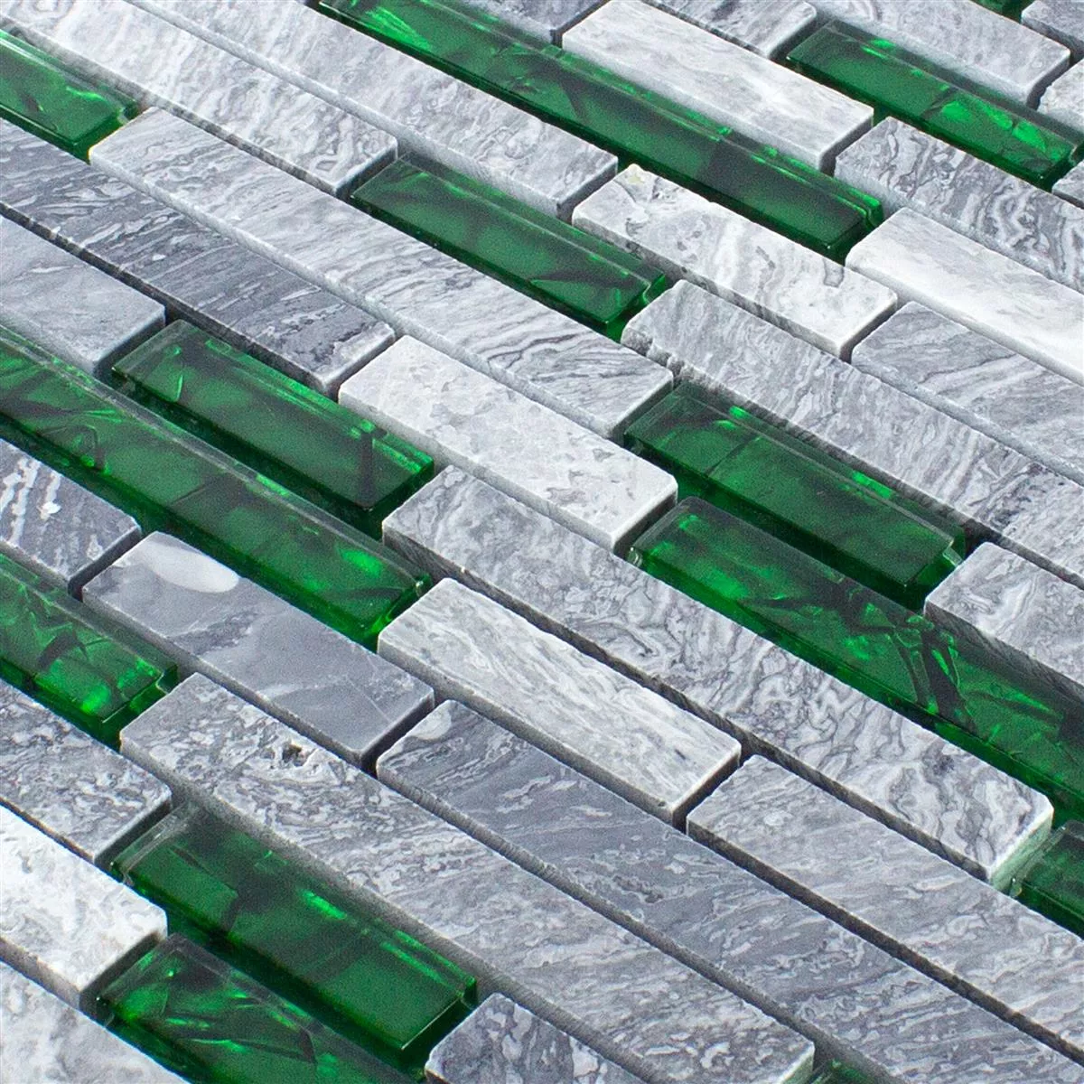 Mønster fra Glass Naturstein Mosaikk Fliser Sinop Grå Grønn Brick