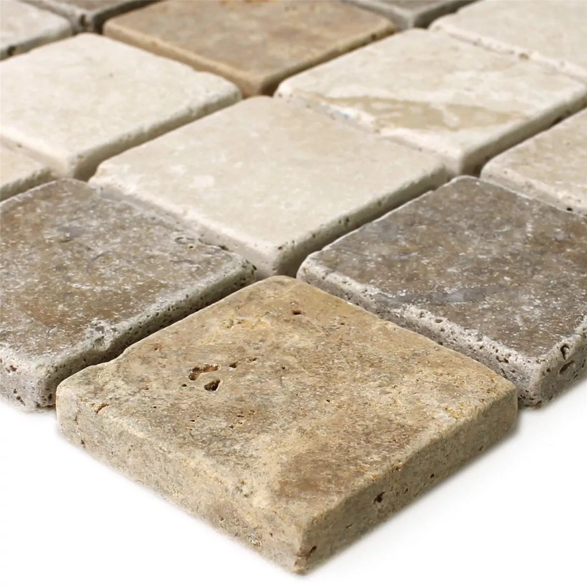 Travertin Mosaikkfliser Dustin Brun Beige Rød Travertin Mosaikkfliser Dustin Brun Beige Rød