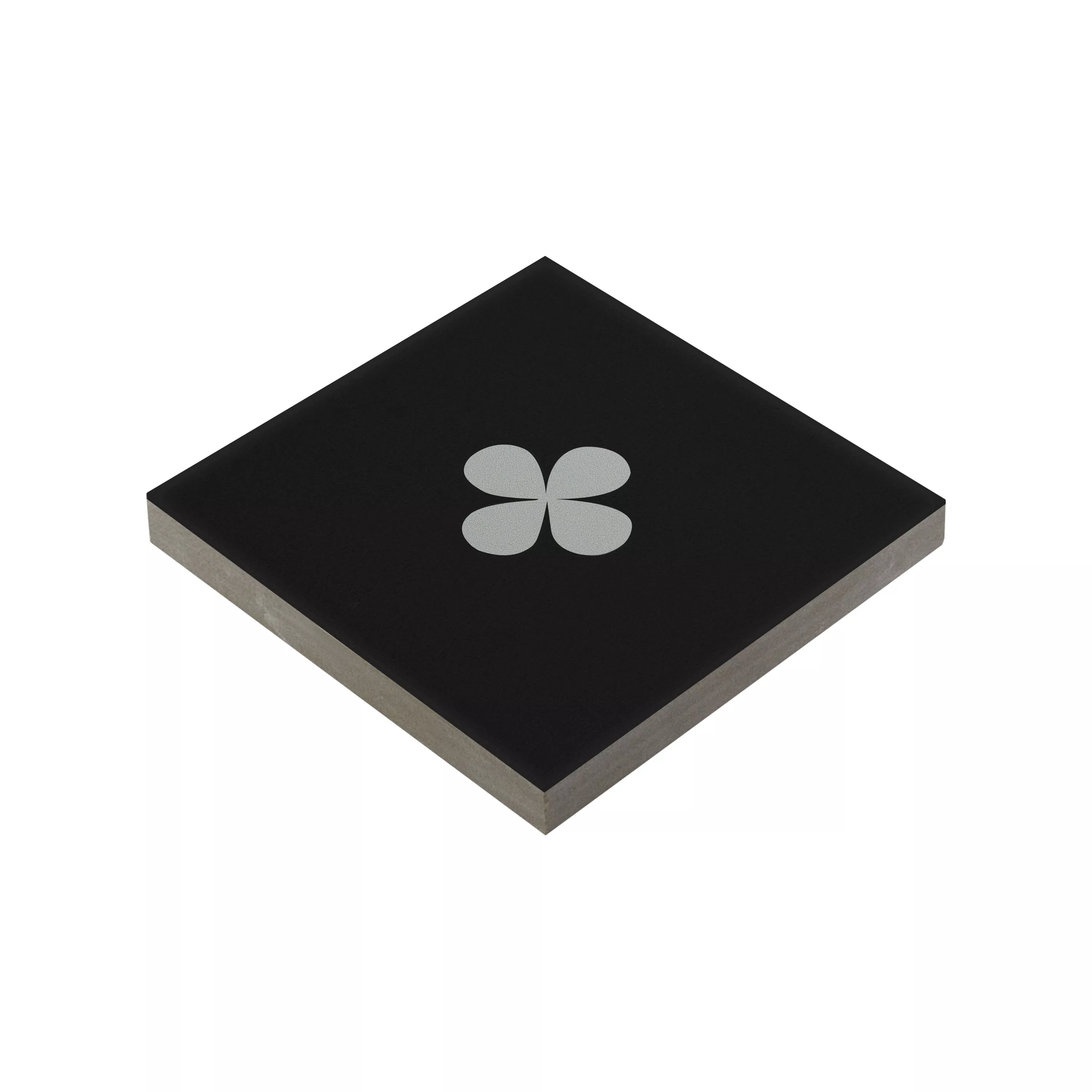 Porselens Steintøy Fliser Genexia Svart Hvit Decor 1 Rosone  4,6x4,6cm