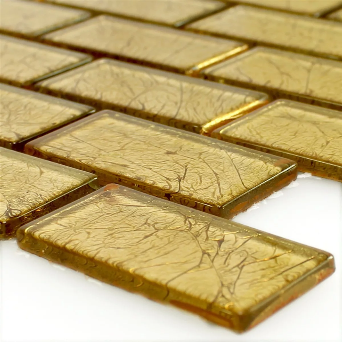 Glass Mosaikk Fliser Sophia Gull Brick