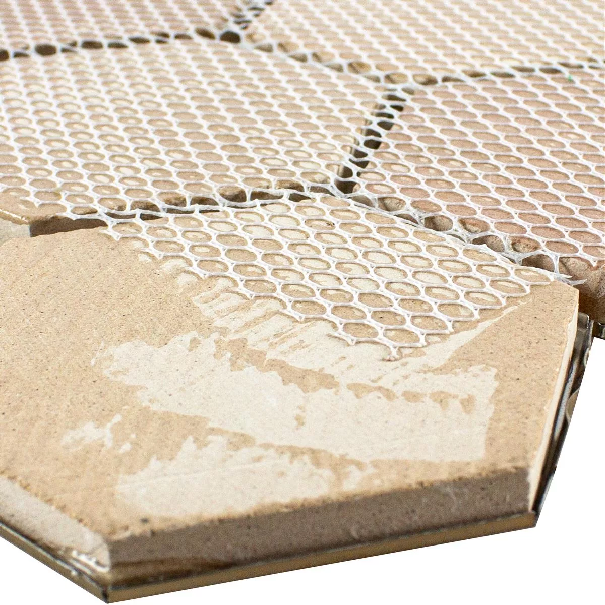 Rustfritt Stål Mosaikkfliser Durango Sekskant 3D Kobber