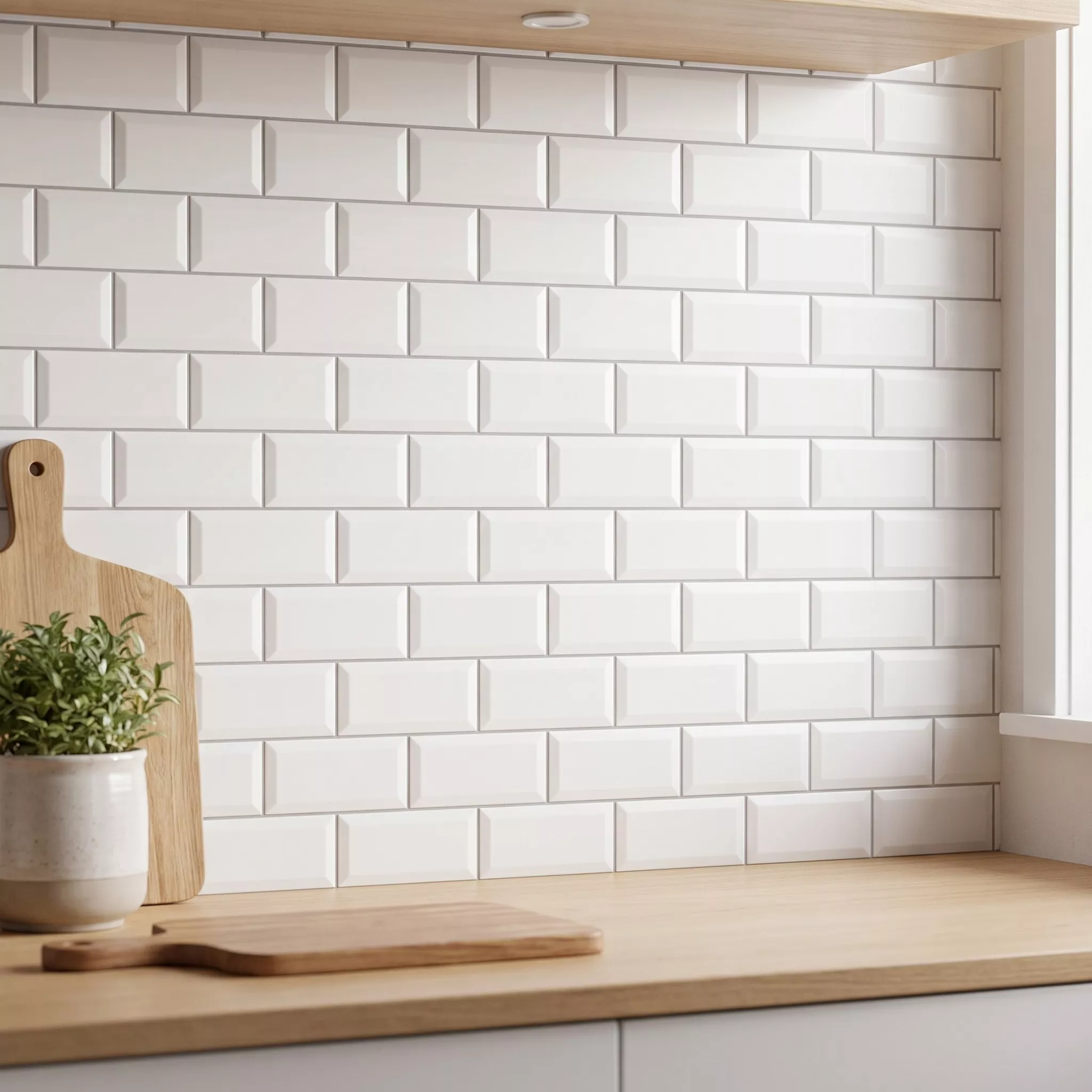 Metro flis Hvit Frostet 7,5x15 cm Fasett Pitcox Blanco