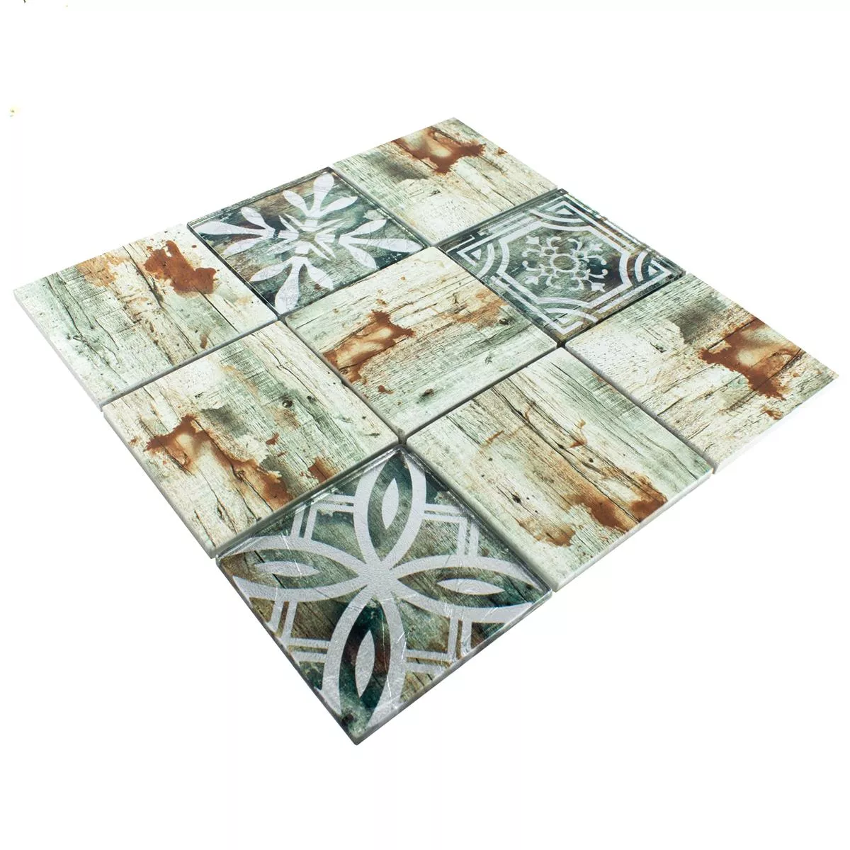 Glass Mosaikk Fliser Tre Utseende Township Beige Brun Q98