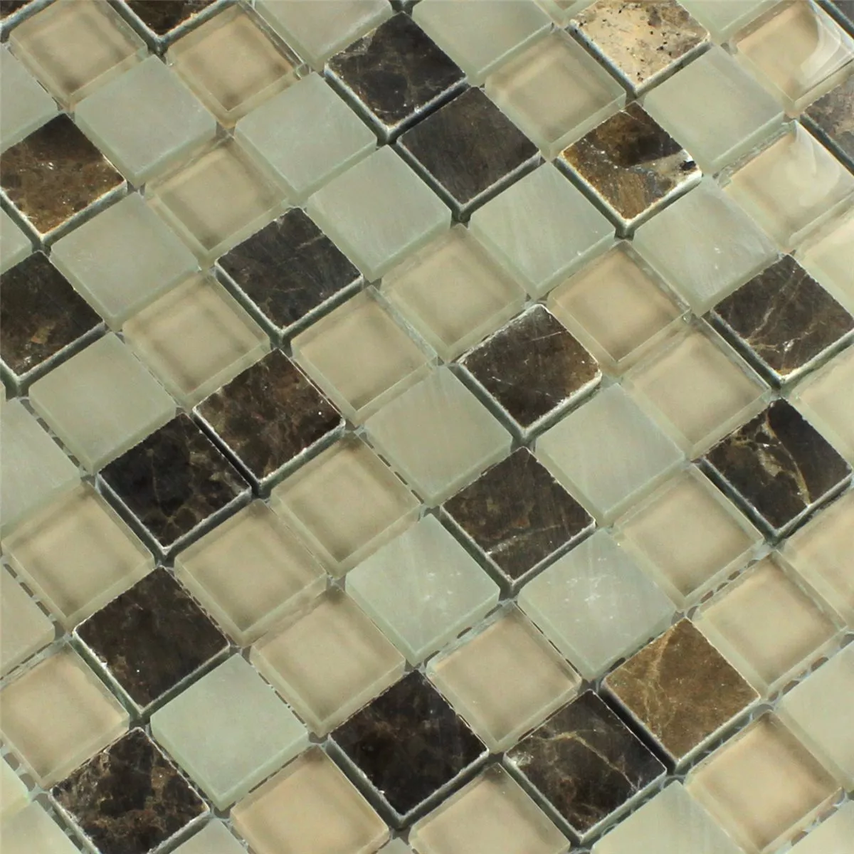 Mosaikkfliser Glass Marmor Quebeck Brun 23x23x8mm