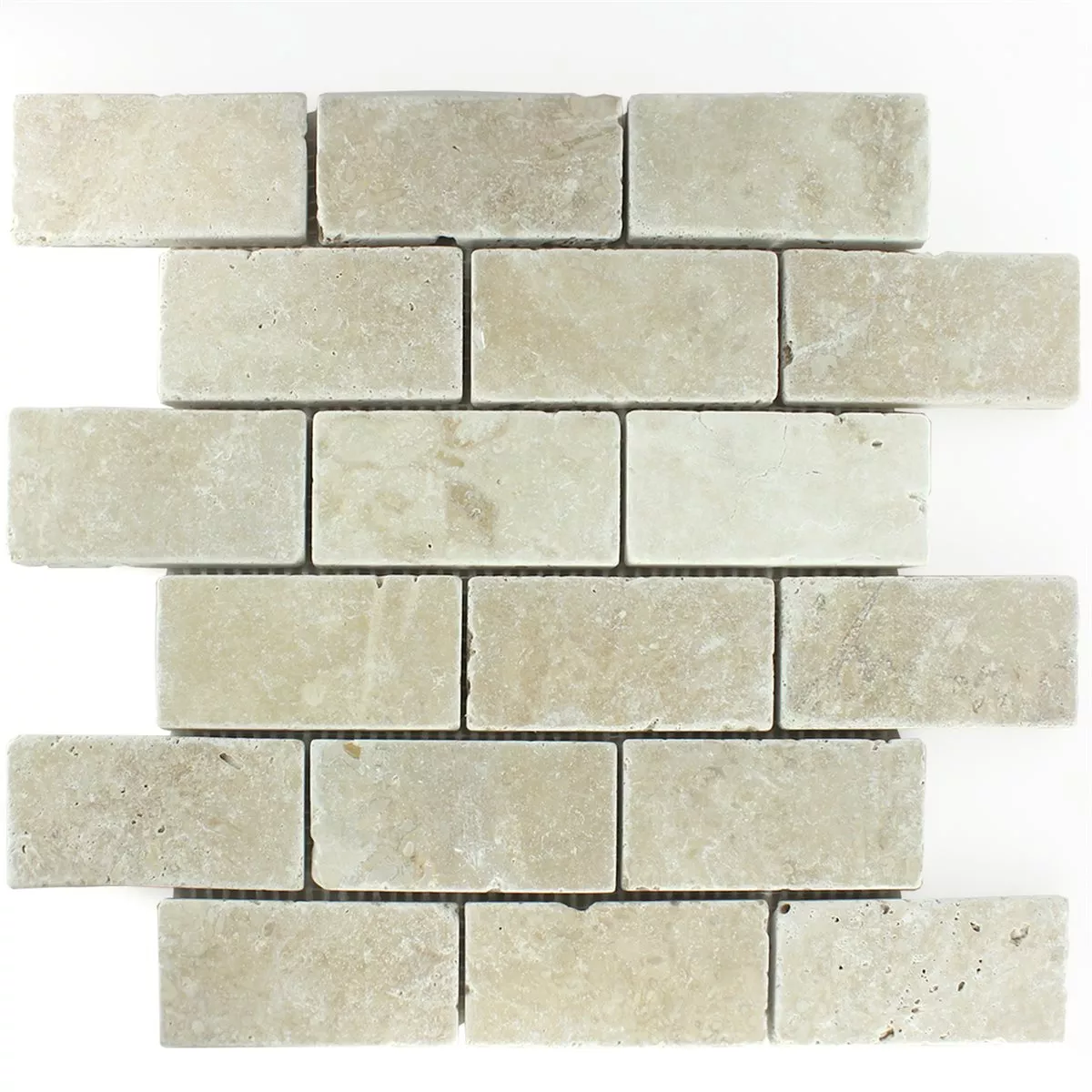 Travertin Mosaikkfliser Bugio Chiaro Brick