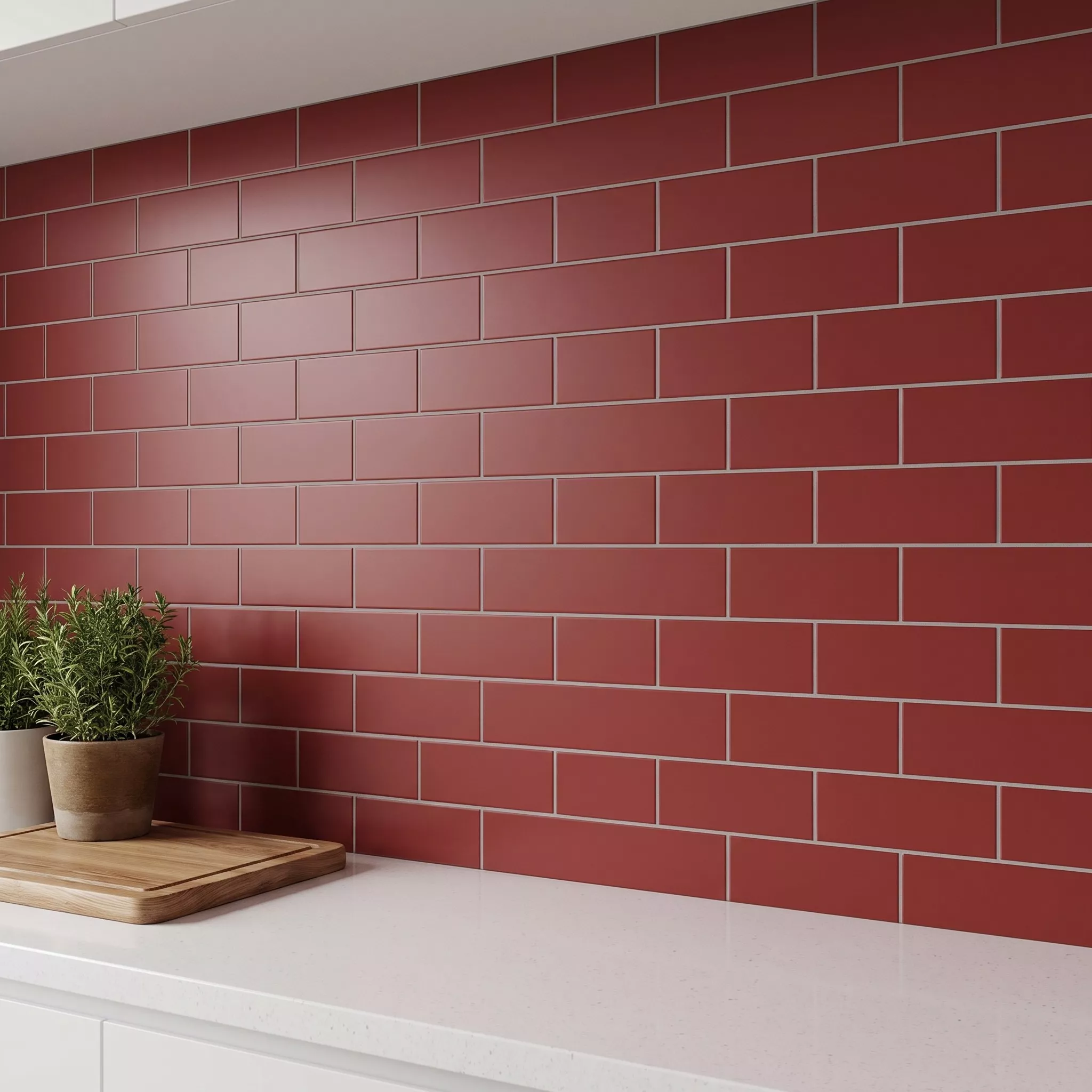 Metro flis Rød Frostet 10x20 cm Uten Fasett Avebury Burdeos