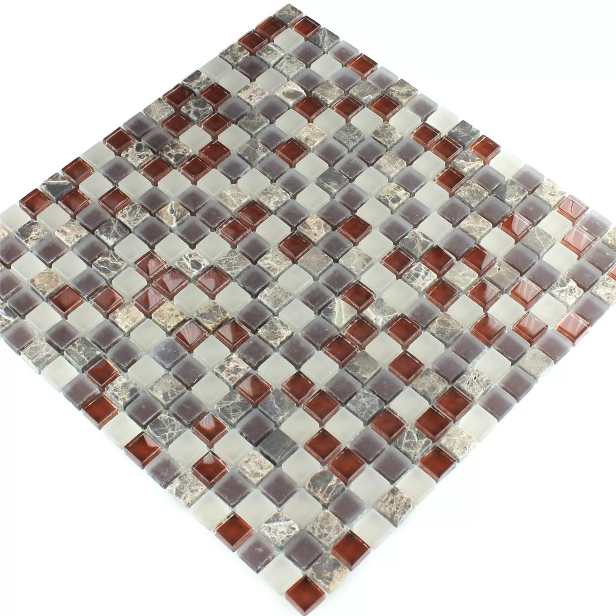 Mosaikkfliser Glass Marmor 15x15x8mm Brun