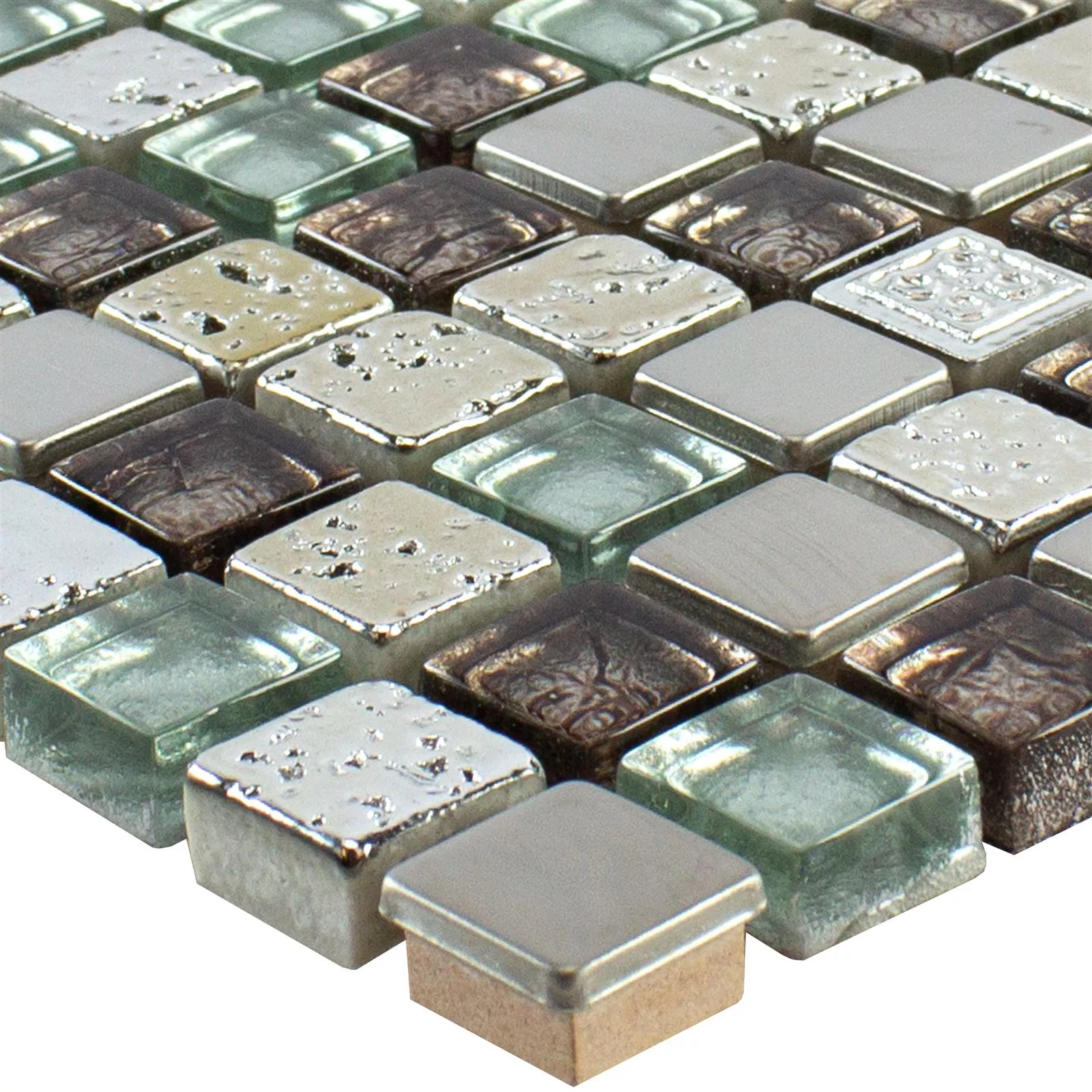 Glass Harpiks Metall Mosaikkfliser Falco Brun Sølv Glass Harpiks Metall Mosaikkfliser Falco Brun Sølv