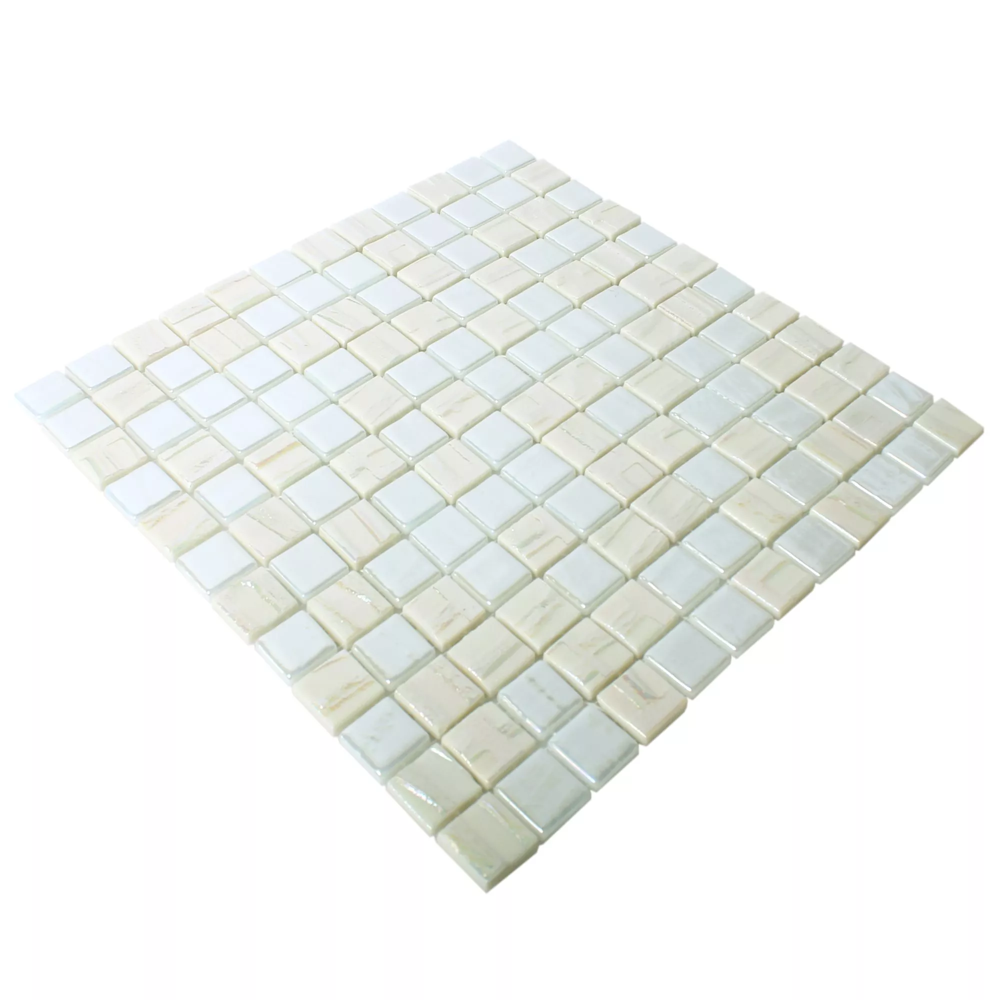 Glass Mosaikk Fliser Presley Hvit Metallic