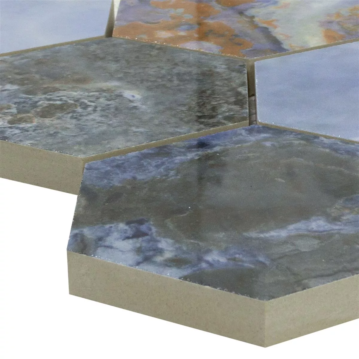 Keramisk Mosaikk Fliser Naftalin Sekskant Blå Svart Keramisk Mosaikk Fliser Naftalin Sekskant Blå Svart