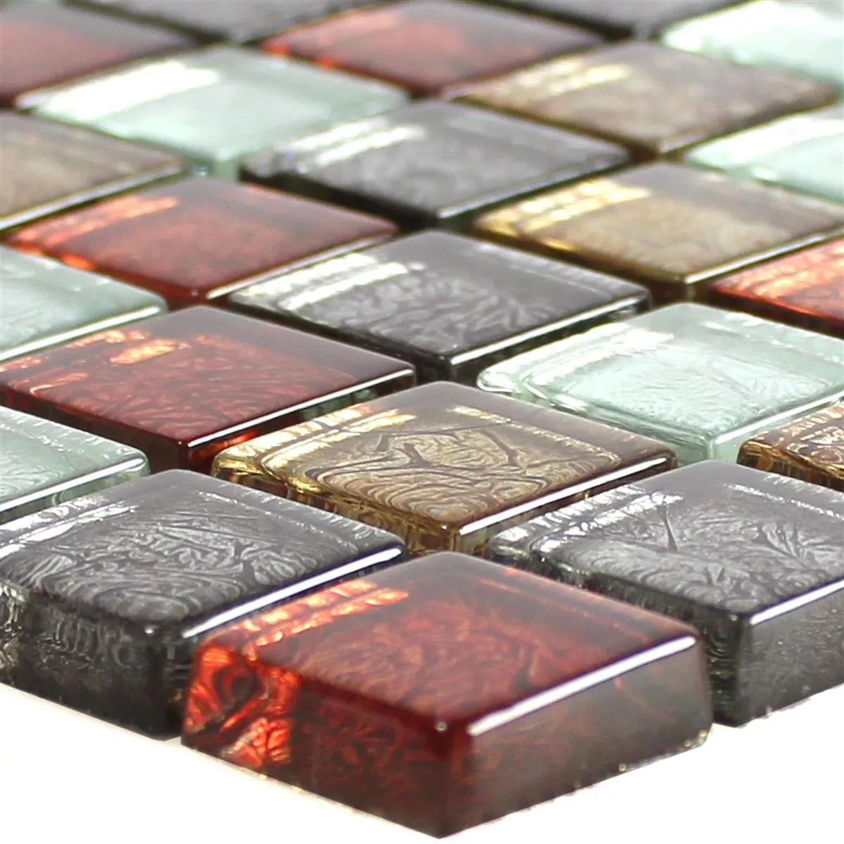 Glass Mosaikk Fliser Curlew Rød Brun Sølv Torget 23 Glass Mosaikk Fliser Curlew Rød Brun Sølv Torget 23