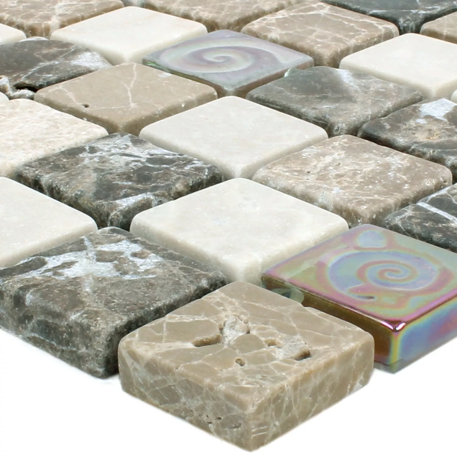 Mønster fra Mosaikkfliser Relief Marmor Java Glass Mix Beige