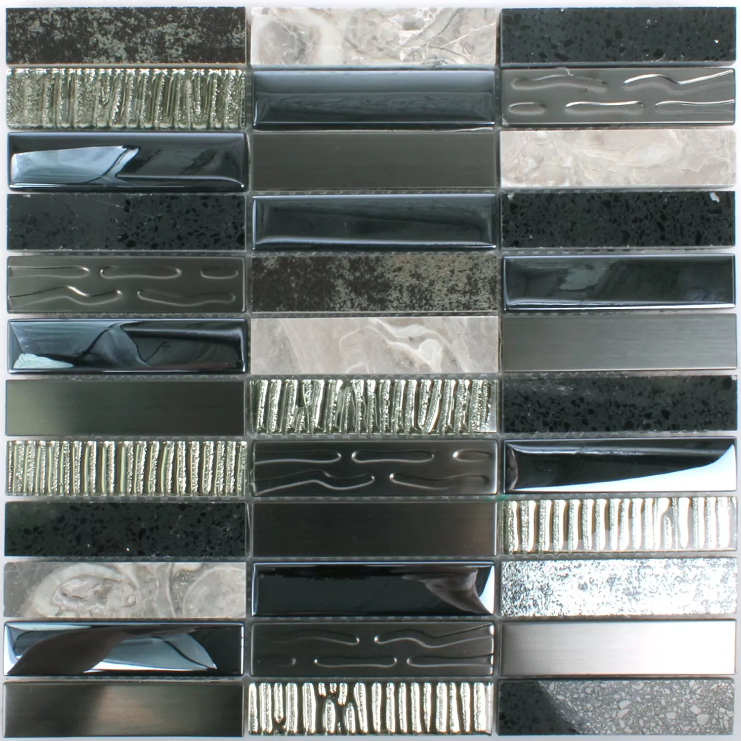 Naturstein Glass Aluminium Mosaikkfliser Akrites Svart