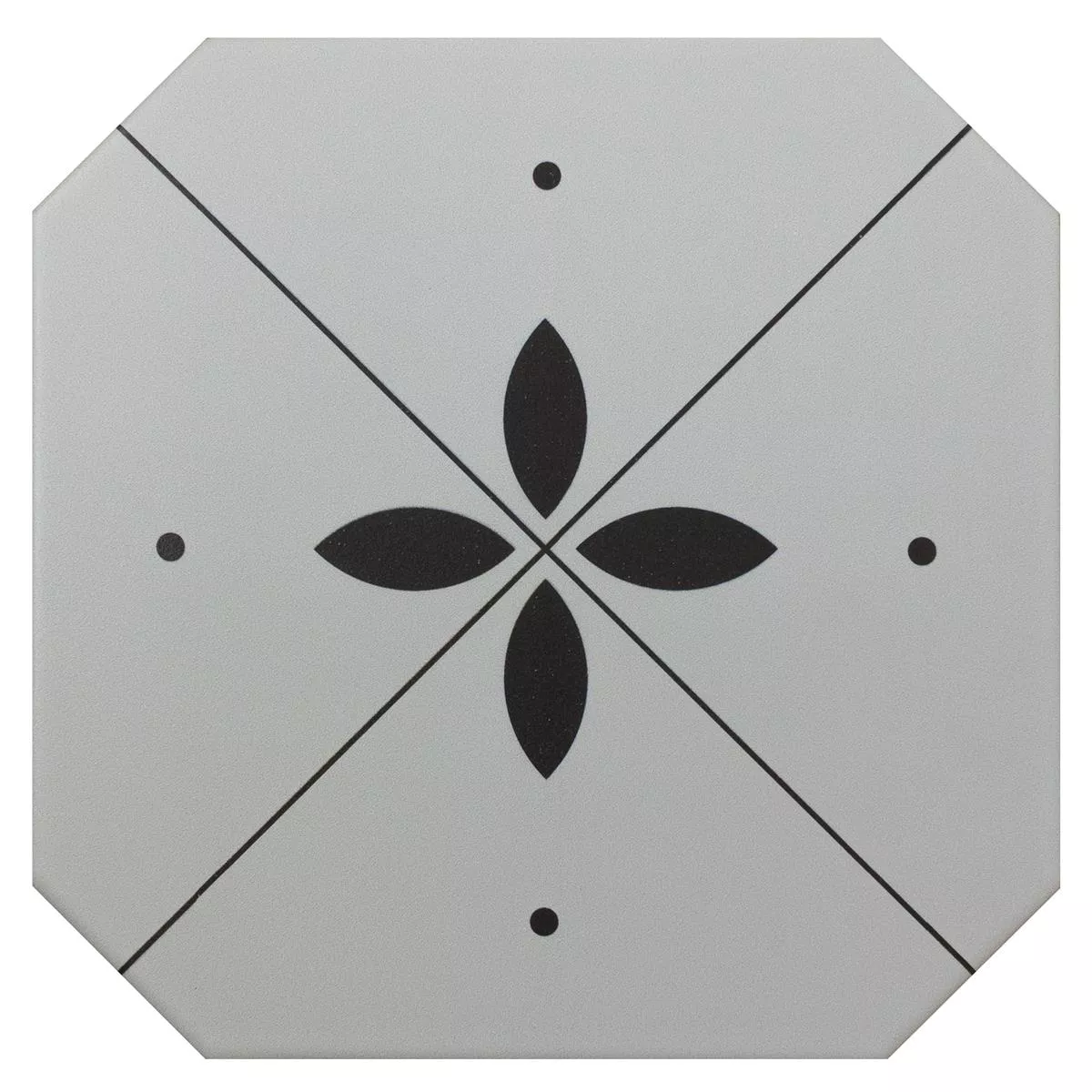 Porselens Steintøy Fliser Genexia Svart Hvit Decor 4 Oktagon 20x20cm