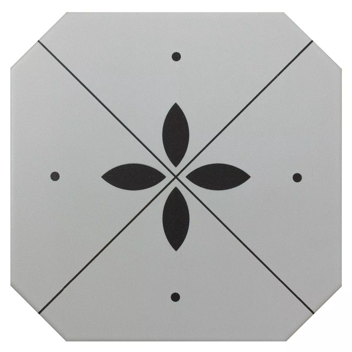 Porselens Steintøy Fliser Genexia Svart Hvit Decor 4 Oktagon 20x20cm Porselens Steintøy Fliser Genexia Svart Hvit Decor 4 Oktagon 20x20cm