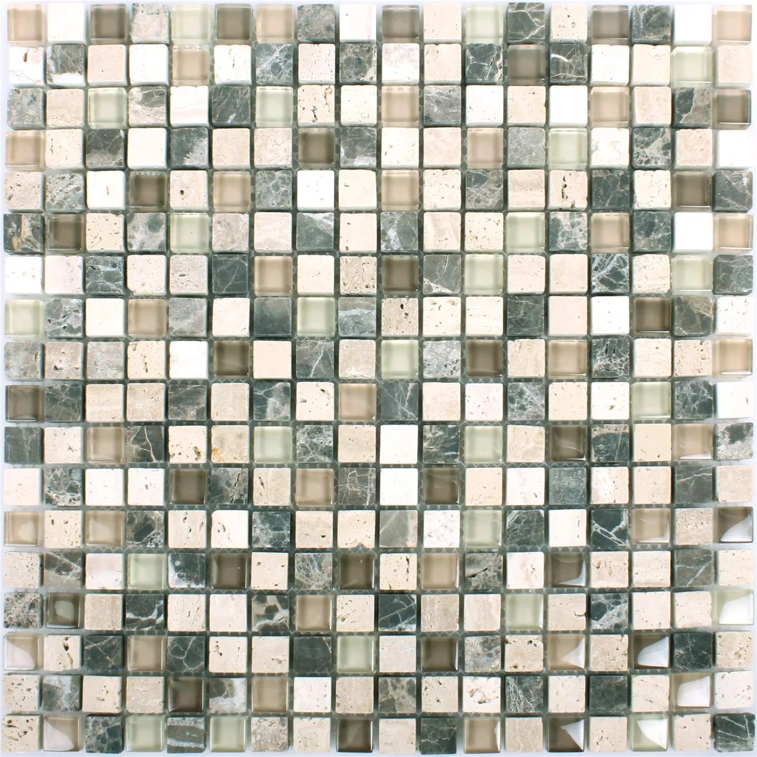 Mønster fra Mosaikkfliser Milos Glass Naturstein Mix Brun Beige Torget