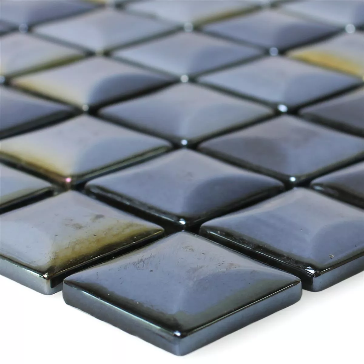 Mønster fra Glass Mosaikk Fliser Monrovia Svart 3D Metallic