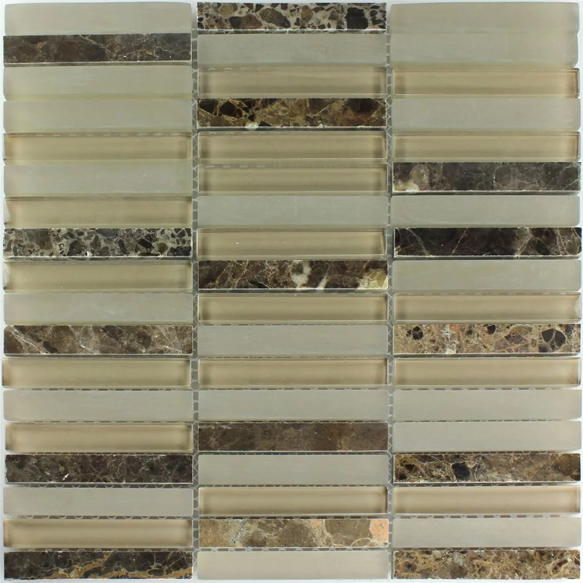 Mosaikkfliser Glass Marmor Quebeck Brun 15x98x8mm