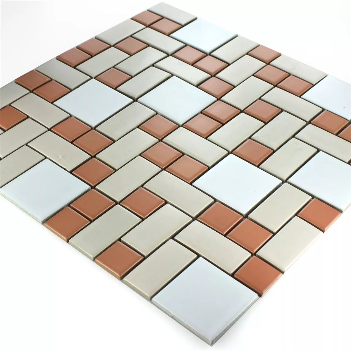 Mønster fra Mosaikkfliser Keramikk Hvit Beige Terrakotta Mix