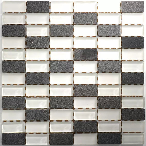 Mosaikkfliser Glass Marmor 23x48x8mm Hvit Mix