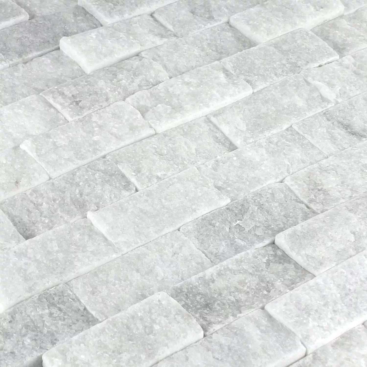 Mosaikkfliser Naturstein Marmor Treviso Brick Hvit 3D