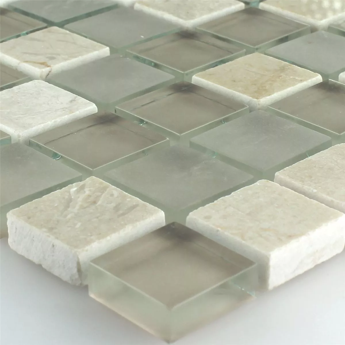 Mosaikkfliser Glass Marmor Barbuda Krem 23x23x8mm